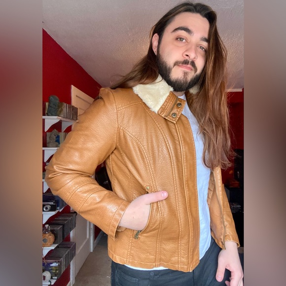 Giacca Faux Leather Brown Jacket - Picture 3 of 5